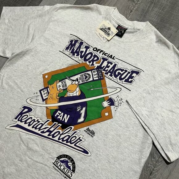 VTG Colorado Rockies Official Record Holder NWT Baseball MLB Sportswear T Shirt - Picture 3 of 4